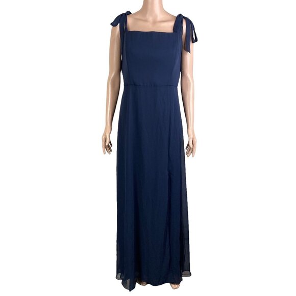 Dessy Dresses & Skirts - Dessy Collection Dress Womens 16 Luxchiff FL Bow Shoulder Blue Maxi Plus